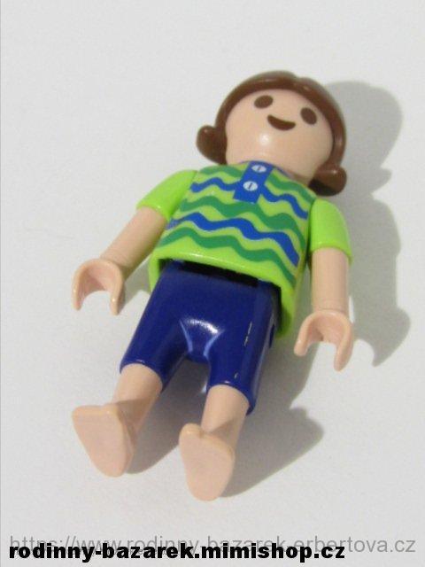 PLAYMOBIL figurka dítě bosá holčička Holka hnědovláska tričko kraťasy + Šátek