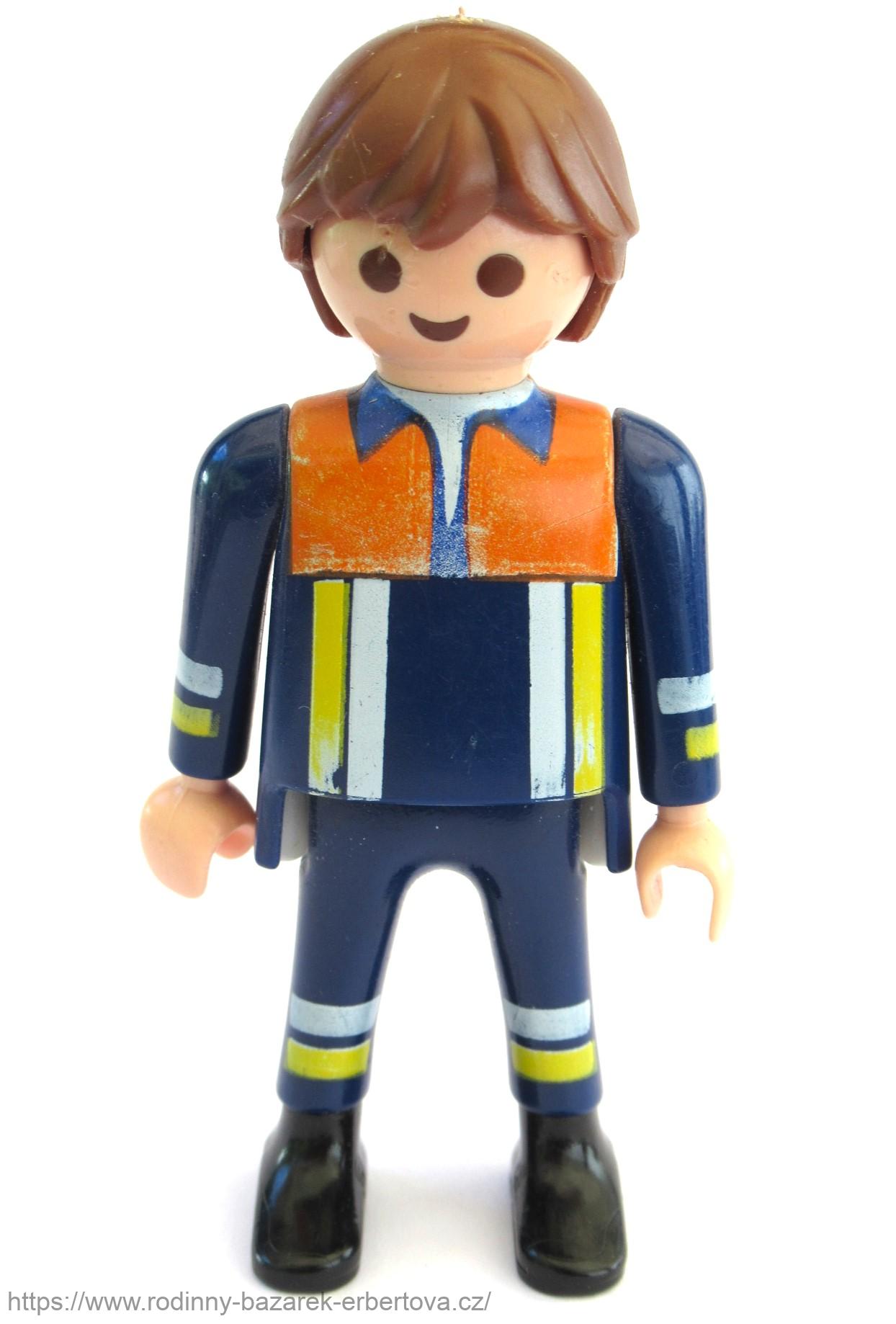 PLAYMOBIL figurka Pán Hasič modrá uniforma + nápis PLAYMOBIL