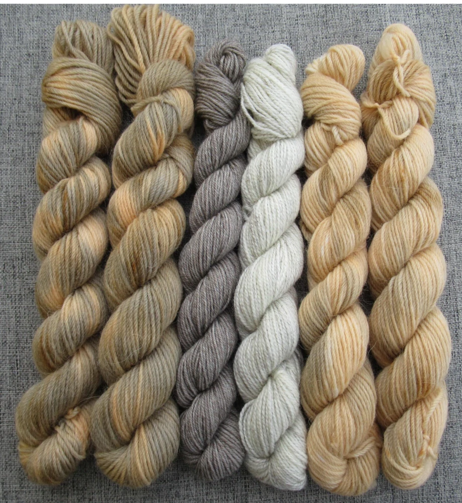Set 120g / 6x mini přadénko Luxusní Anglická ponožková příze mix Merino Yak Stellia Alpaca č.12