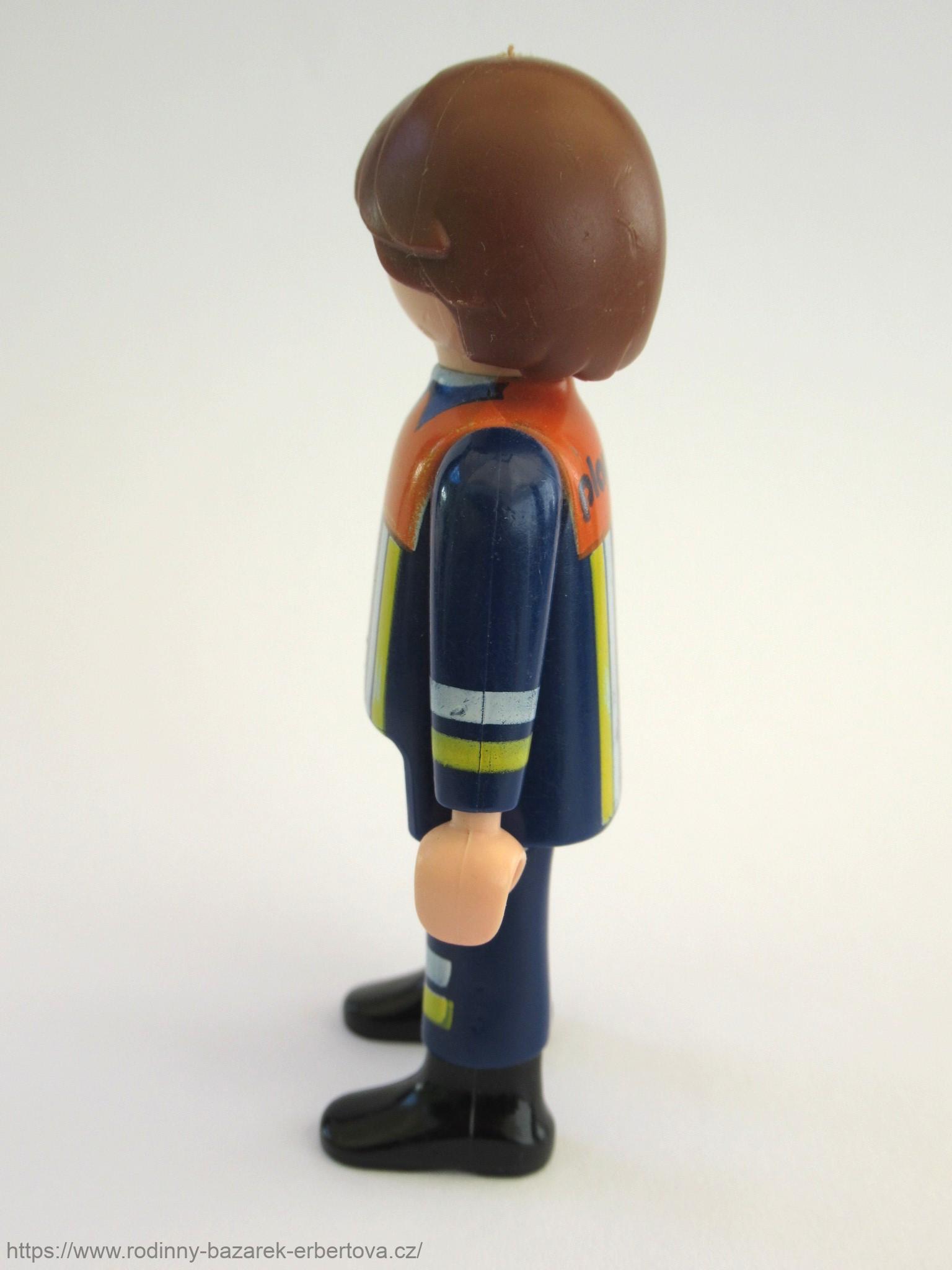 PLAYMOBIL figurka Pán Hasič modrá uniforma + nápis PLAYMOBIL