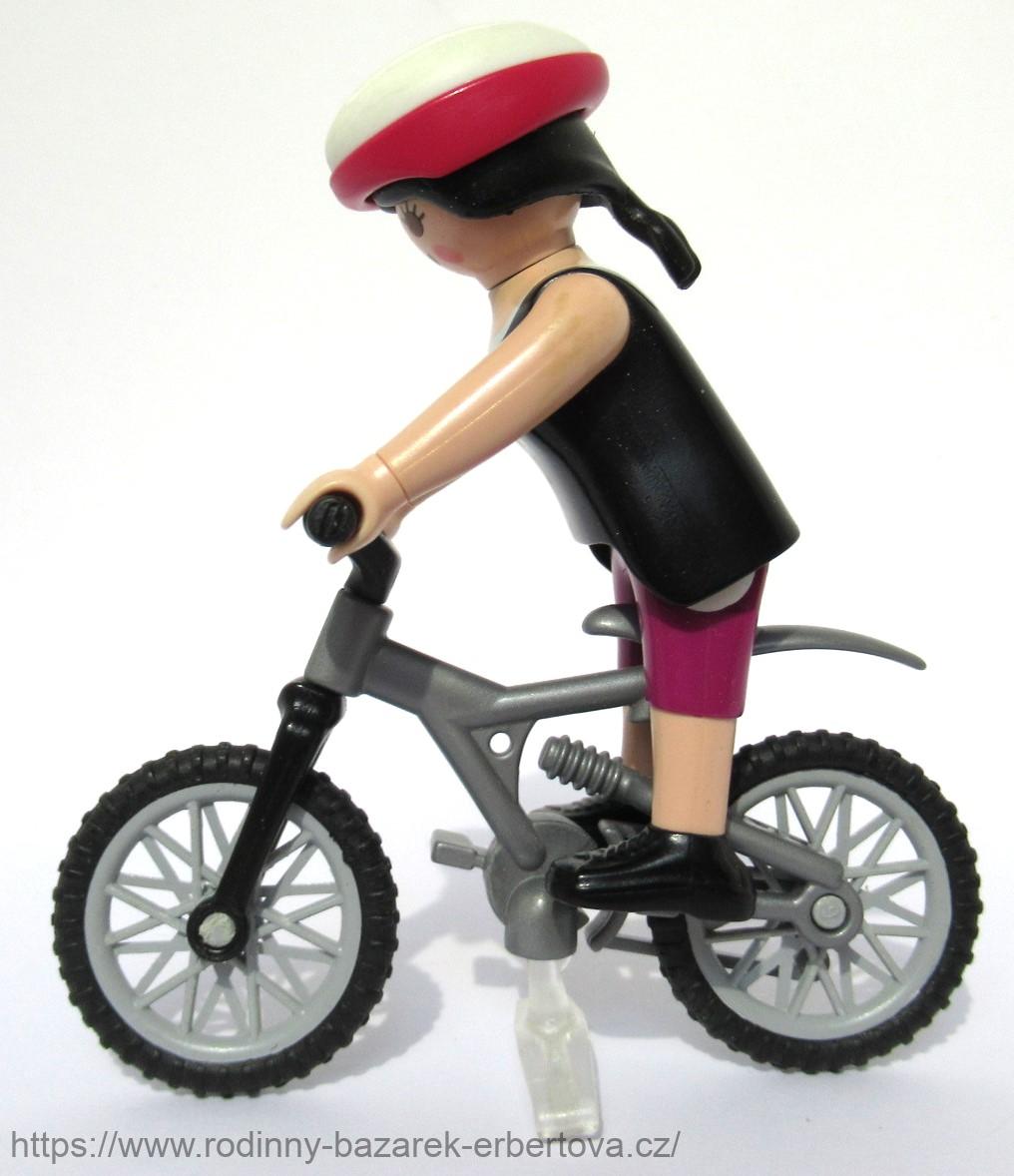 PLAYMOBIL figurka pání sportovkyně Cyklistka + přilba + Jízdní kolo se stojánkem