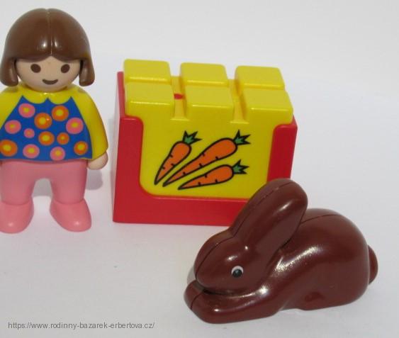 PLAYMOBIL 123 Holčička Králík Kočka Pes Mrkev kostka