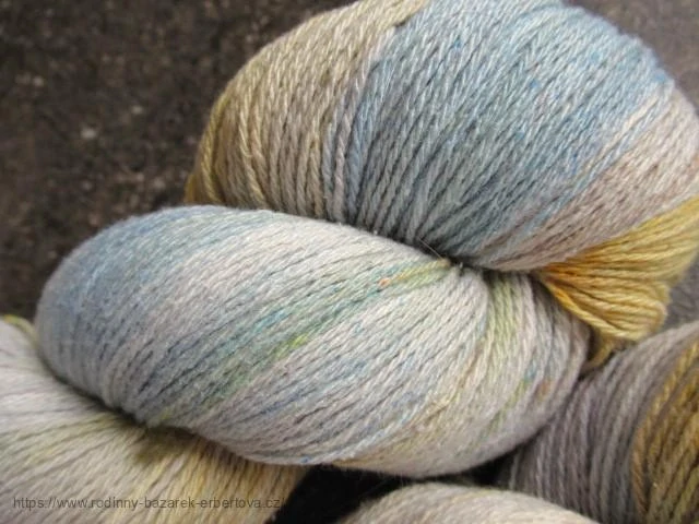 Set 300g / 1200m  50% buretové hedvábí / 40% vlna / 10% viskóza  šedá modrá žlutá aj.