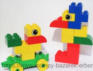 LEGO DUPLO 19x kostka zvířátko Pták kur Kohout Kuře + Vozík set Rooster on Wheels Set 2895 