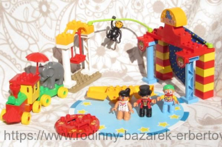 LEGO DUPLO  Cirkus + Vláček + figurka Slon Opička Principál Krasojezdkyně Klaun