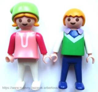 PLAYMOBIL figurka Díte holčička Holka + Kluk + šátek + límeček