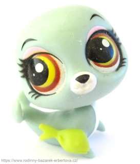 LITTLEST PET SHOP původní sestava vyměnitelná hlavička Saskya Sayers Tuleň / Lachtan LPS 3657 + Rybička
