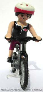 PLAYMOBIL figurka pání sportovkyně Cyklistka + přilba + Jízdní kolo se stojánkem
