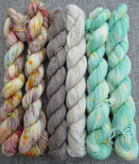 Set 120g / 6x mini přadénko Luxusní Anglická ponožková příze mix Merino Yak Neon nopky Stellia č.4