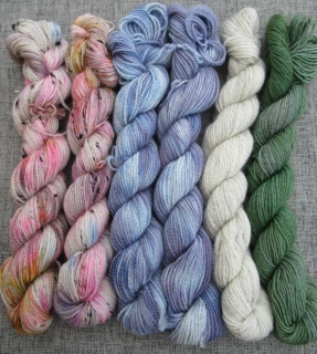 Set 120g / 6x mini přadénko Luxusní Anglická ponožková příze mix Merino Yak Donegal nopky Stellia č.5